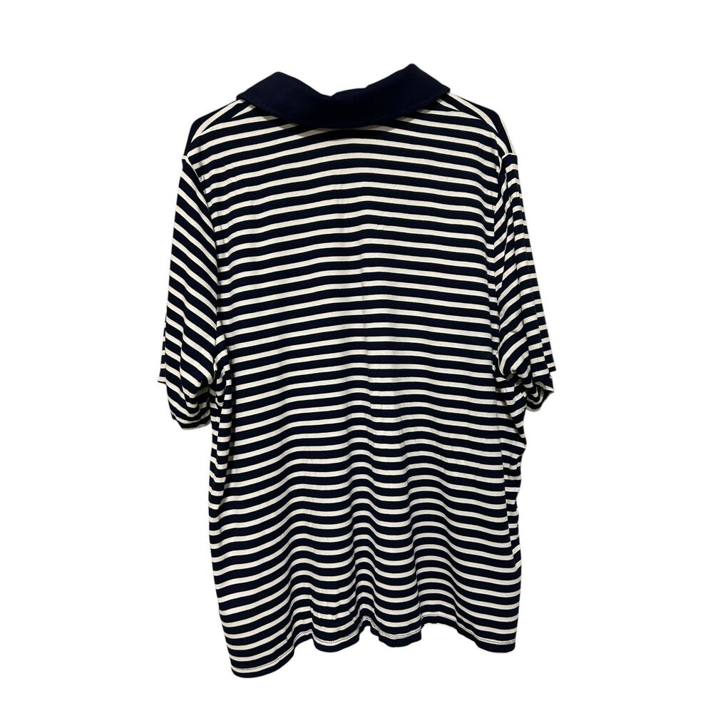 Ava & Viv Striped Polo Top Women 3X Navy White Stretch Casual Shirt Plus Size